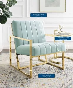 Modway Inspire Channel Tufted Performance Velvet Armchair Mint Armchairs 16 Modway Inspire Channel Tufted Performance Velvet Armchair Mint Armchairs