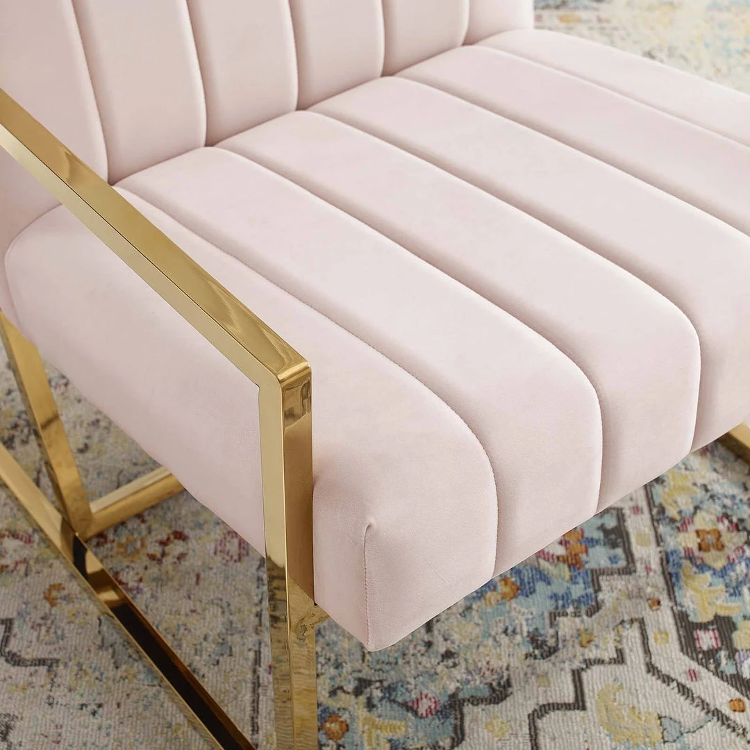 Modway Inspire Channel Tufted Performance Velvet Armchair Pink 7 Modway Inspire Channel Tufted Performance Velvet Armchair Pink