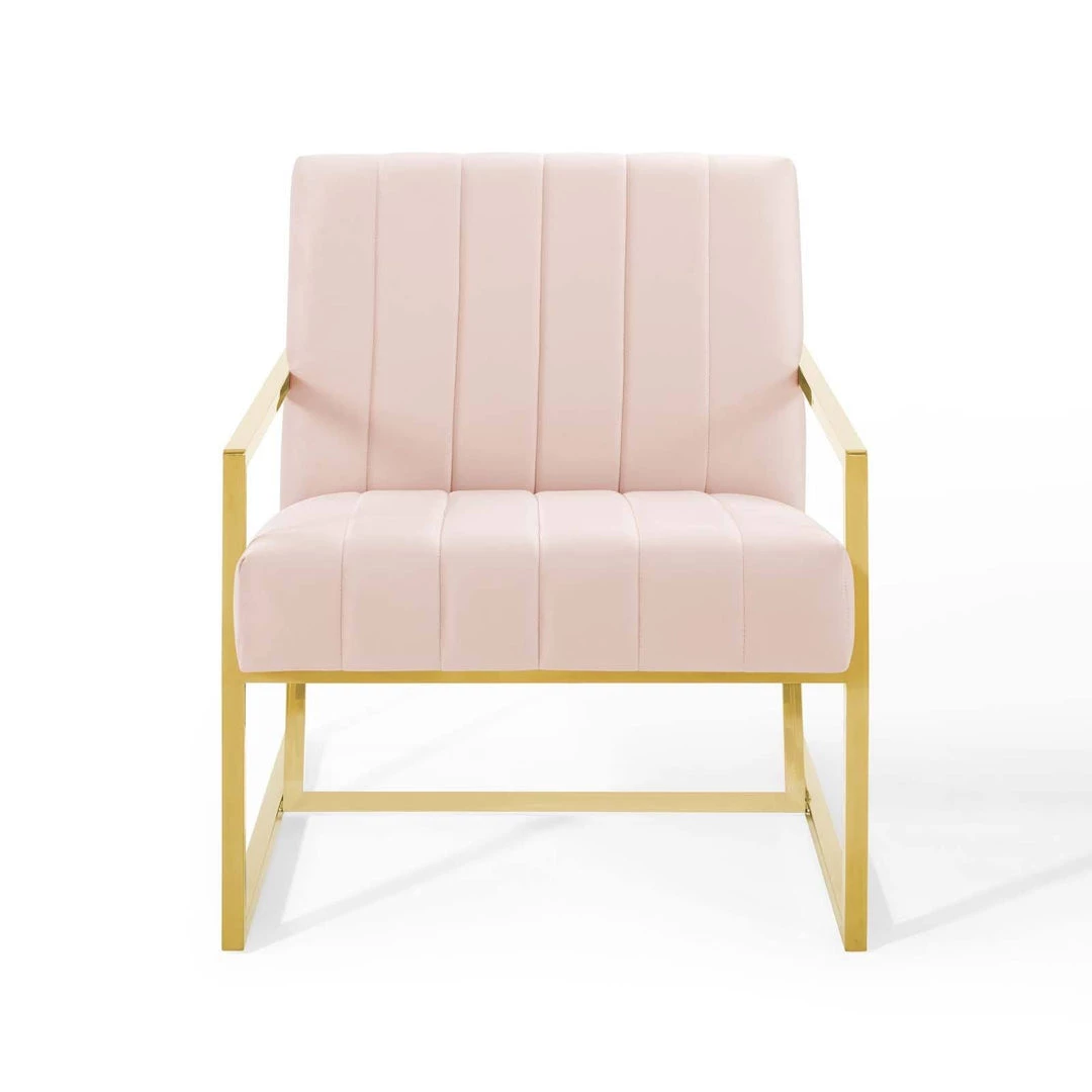 Modway Inspire Channel Tufted Performance Velvet Armchair Pink 5 Modway Inspire Channel Tufted Performance Velvet Armchair Pink
