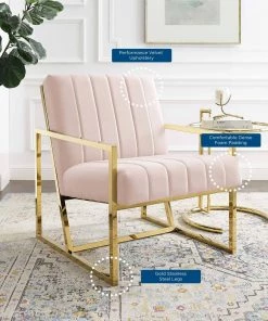 Modway Inspire Channel Tufted Performance Velvet Armchair Pink 16 Modway Inspire Channel Tufted Performance Velvet Armchair Pink