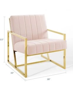 Modway Inspire Channel Tufted Performance Velvet Armchair Pink