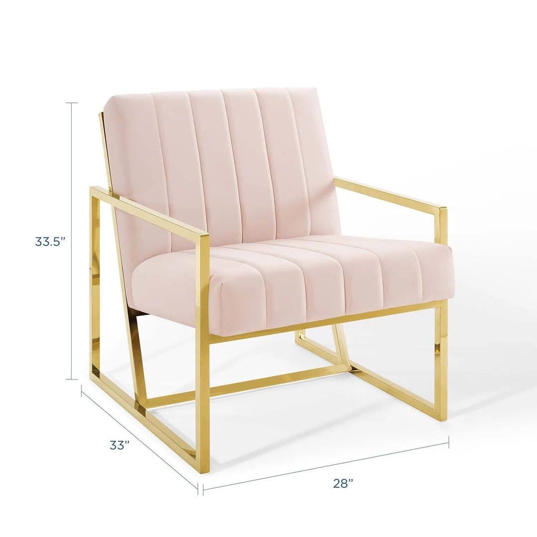 Modway Inspire Channel Tufted Performance Velvet Armchair Pink 2 Modway Inspire Channel Tufted Performance Velvet Armchair Pink