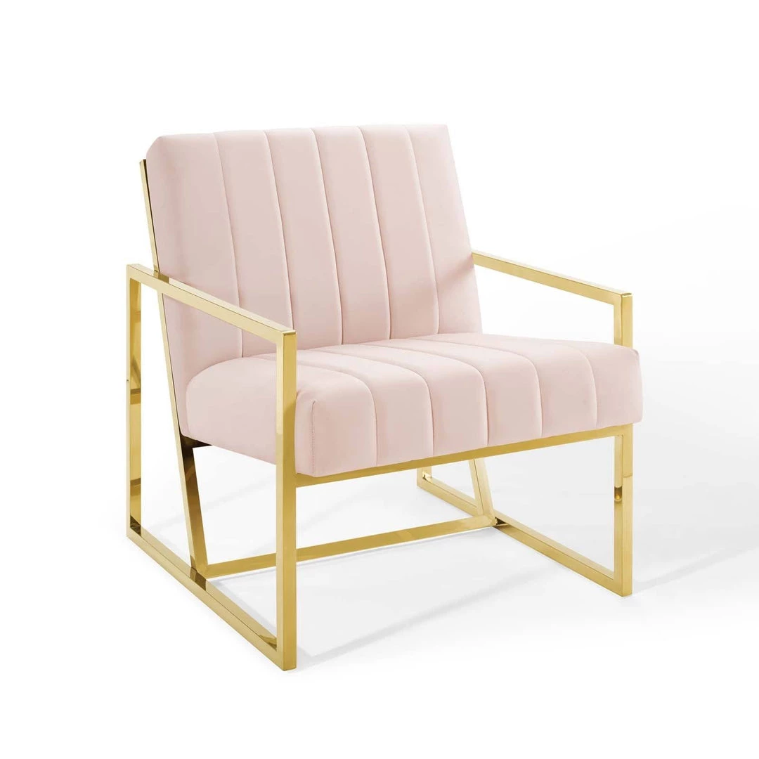 Modway Inspire Channel Tufted Performance Velvet Armchair Pink 1 Modway Inspire Channel Tufted Performance Velvet Armchair Pink
