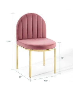Modway Isla Dining Side Chair Performance Velvet Set Of 2 Gold Dusty Rose Dining Chairs