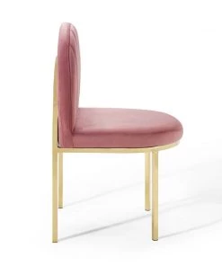 Modway Isla Dining Side Chair Performance Velvet Set Of 2 Gold Dusty Rose Dining Chairs