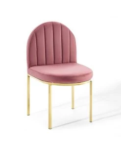 Modway Isla Dining Side Chair Performance Velvet Set Of 2 Gold Dusty Rose Dining Chairs