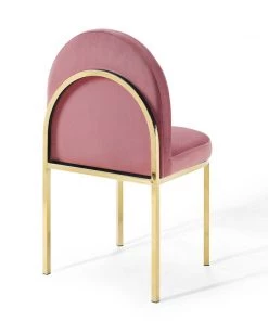 Modway Isla Dining Side Chair Performance Velvet Set Of 2 Gold Dusty Rose Dining Chairs