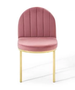 Modway Isla Dining Side Chair Performance Velvet Set Of 2 Gold Dusty Rose Dining Chairs