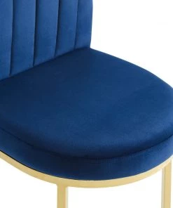 Modway Isla Dining Side Chair Performance Velvet Set Of 2 Gold Navy