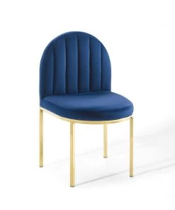 Modway Isla Dining Side Chair Performance Velvet Set Of 2 Gold Navy