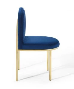 Modway Isla Dining Side Chair Performance Velvet Set Of 2 Gold Navy