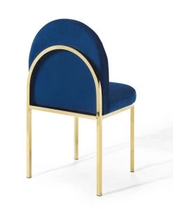 Modway Isla Dining Side Chair Performance Velvet Set Of 2 Gold Navy