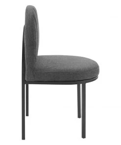 Modway Dining Chairs Isla Dining Side Chair Upholstered Fabric Set Of 2 Black Charcoal