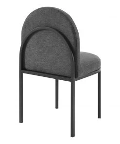 Modway Dining Chairs Isla Dining Side Chair Upholstered Fabric Set Of 2 Black Charcoal