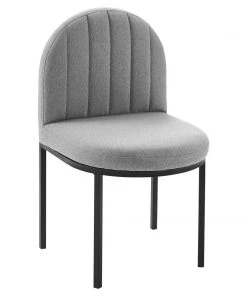 Modway Dining Chairs Isla Dining Side Chair Upholstered Fabric Set Of 2 Black Light Gray