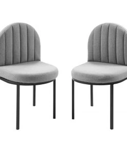 Modway Dining Chairs Isla Dining Side Chair Upholstered Fabric Set Of 2 Black Light Gray