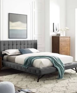 Modway Beds Julia Queen Biscuit Tufted Performance Velvet Platform Bed Gray 14 Modway Beds Julia Queen Biscuit Tufted Performance Velvet Platform Bed Gray