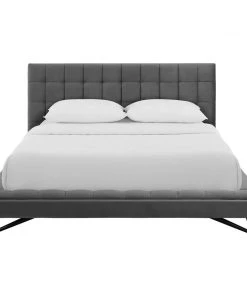 Modway Beds Julia Queen Biscuit Tufted Performance Velvet Platform Bed Gray 11 Modway Beds Julia Queen Biscuit Tufted Performance Velvet Platform Bed Gray