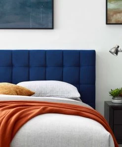 Modway Julia Queen Biscuit Tufted Performance Velvet Platform Bed Navy