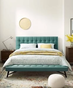 Modway Julia Queen Biscuit Tufted Performance Velvet Platform Bed Teal Beds 14 Modway Julia Queen Biscuit Tufted Performance Velvet Platform Bed Teal Beds