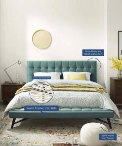 Modway Julia Queen Biscuit Tufted Performance Velvet Platform Bed Teal Beds 12 Modway Julia Queen Biscuit Tufted Performance Velvet Platform Bed Teal Beds