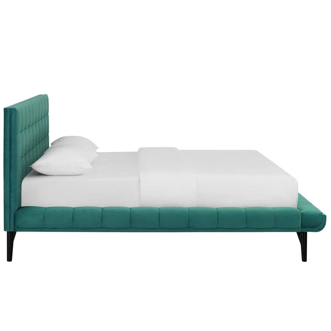 Modway Julia Queen Biscuit Tufted Performance Velvet Platform Bed Teal Beds 3 Modway Julia Queen Biscuit Tufted Performance Velvet Platform Bed Teal Beds