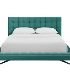 Modway Julia Queen Biscuit Tufted Performance Velvet Platform Bed Teal Beds 11 Modway Julia Queen Biscuit Tufted Performance Velvet Platform Bed Teal Beds