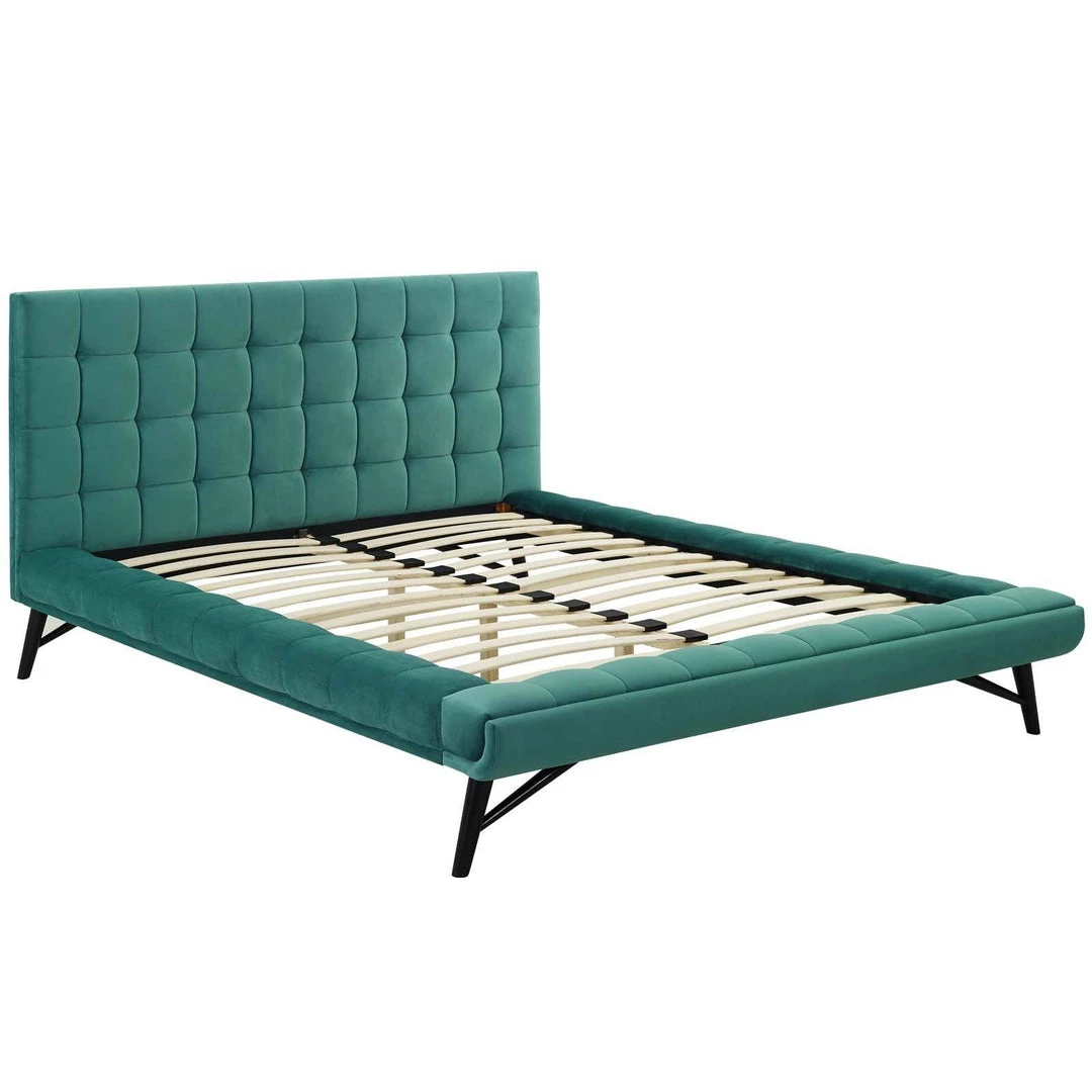 Modway Julia Queen Biscuit Tufted Performance Velvet Platform Bed Teal Beds 2 Modway Julia Queen Biscuit Tufted Performance Velvet Platform Bed Teal Beds