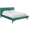 Modway Julia Queen Biscuit Tufted Performance Velvet Platform Bed Teal Beds