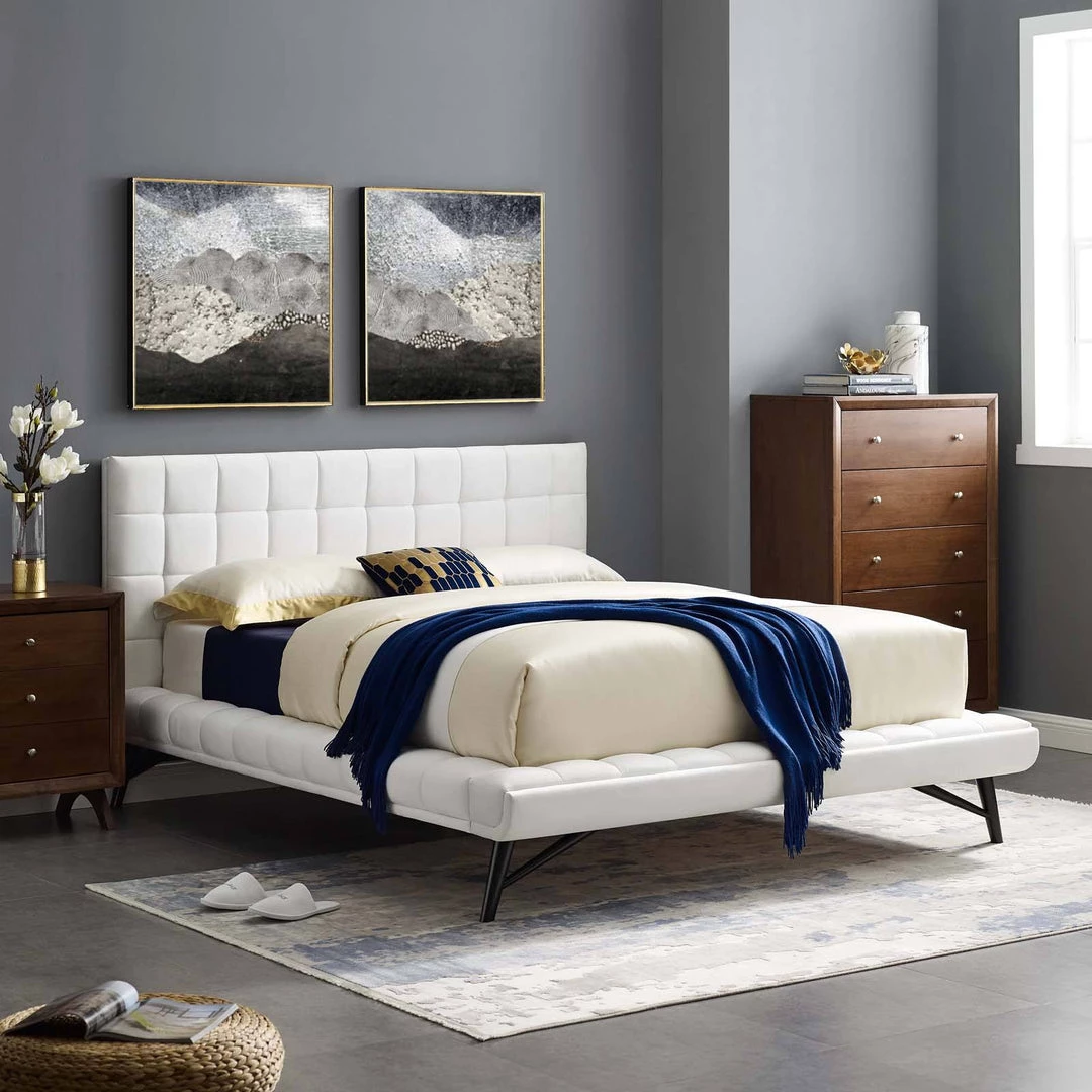 Modway Julia Queen Biscuit Tufted Performance Velvet Platform Bed White Beds 7 Modway Julia Queen Biscuit Tufted Performance Velvet Platform Bed White Beds