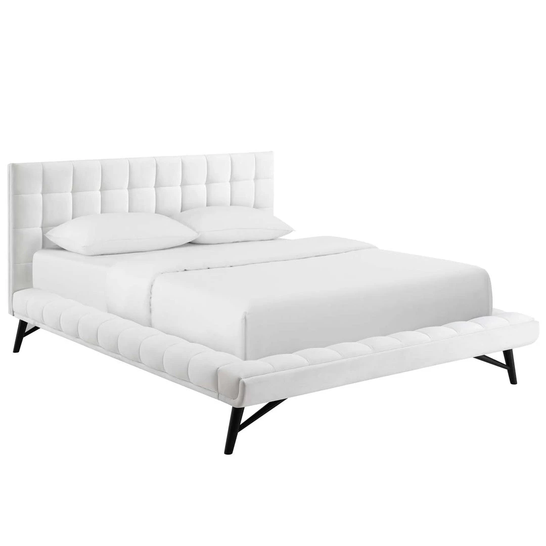 Modway Julia Queen Biscuit Tufted Performance Velvet Platform Bed White Beds 1 Modway Julia Queen Biscuit Tufted Performance Velvet Platform Bed White Beds