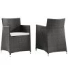 Modway Junction Armchair Outdoor Patio Wicker Set Of 2 Brown White OUTDOOR CHAIRS