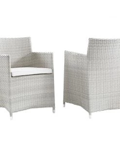 Modway OUTDOOR CHAIRS Junction Armchair Outdoor Patio Wicker Set Of 2 Gray White