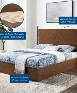 Modway Kali Wood Queen Platform Bed Walnut