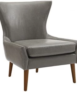 Modway Armchairs Keen Upholstered Vinyl Armchair Gray