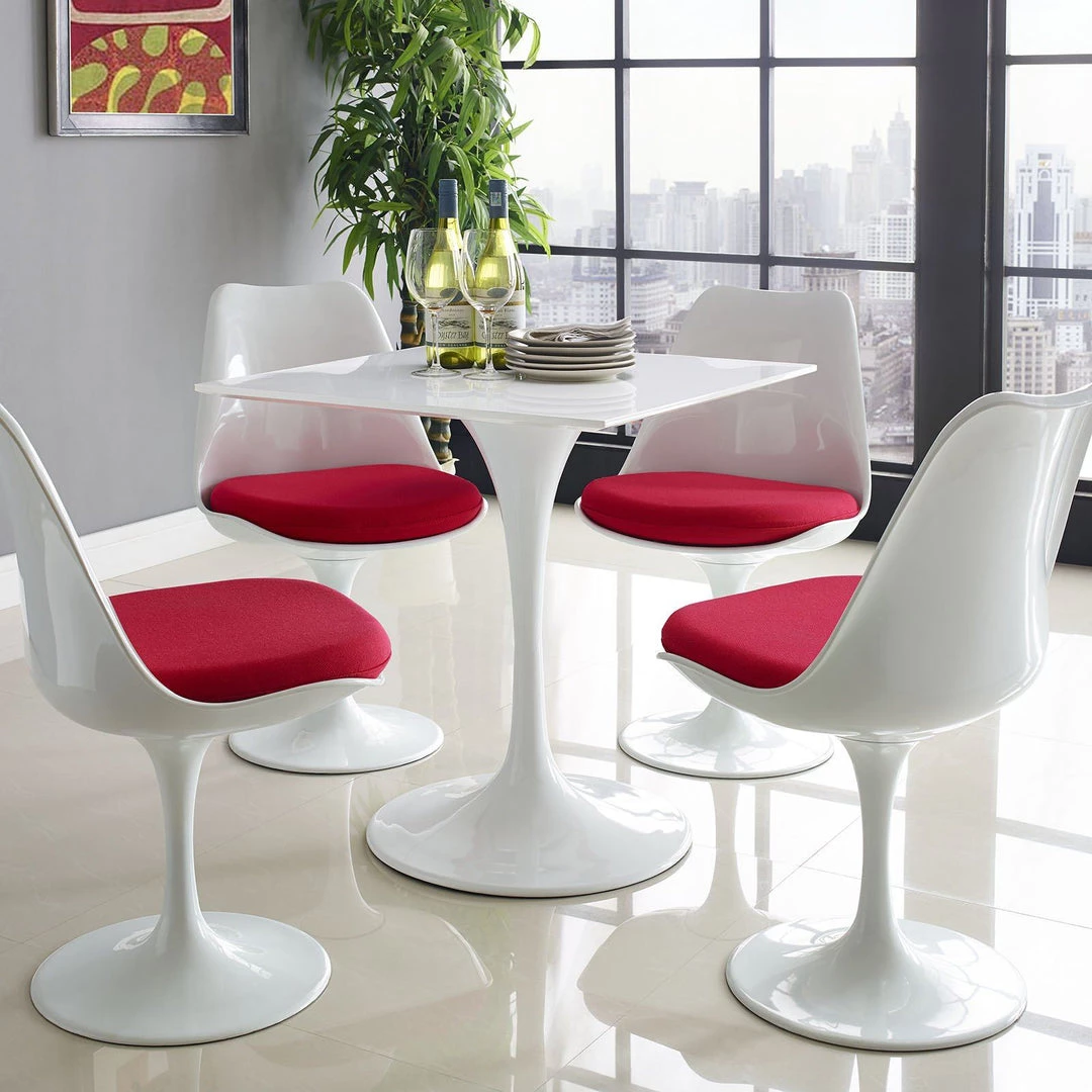 Modway Lippa 28" Square Wood Top Dining Table White Dining Tables 5 Modway Lippa 28" Square Wood Top Dining Table White Dining Tables