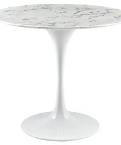 Modway Lippa 36" Round Artificial Marble Dining Table White