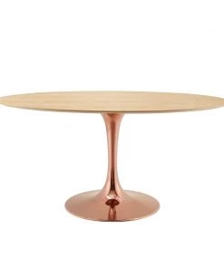 Modway Lippa 60" Oval Wood Dining Table Rose Natural Dining Tables