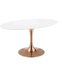 Modway Lippa 60" Oval Wood Top Dining Table Rose White Dining Tables