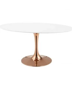 Modway Lippa 60" Oval Wood Top Dining Table Rose White Dining Tables