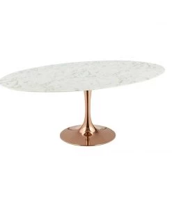 Modway Dining Tables Lippa 78" Oval Artificial Marble Dining Table Rose White