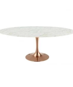 Modway Dining Tables Lippa 78" Oval Artificial Marble Dining Table Rose White