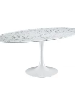 Modway Lippa 78" Oval Artificial Marble Dining Table White Dining Tables