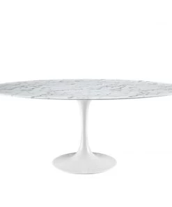 Modway Lippa 78" Oval Artificial Marble Dining Table White Dining Tables