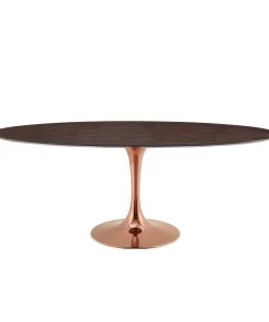 Modway Lippa 78" Oval Wood Dining Table Rose Cherry Walnut Dining Tables