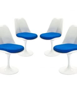 Modway Lippa Dining Side Chair Fabric Set Of 4 Blue Dining Chairs