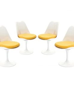 Modway Dining Chairs Lippa Dining Side Chair Fabric Set Of 4 Yellow