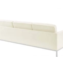 Modway Loft 2 Piece Leather Sofa And Loveseat Set Cream White