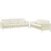 Modway Loft 2 Piece Leather Sofa And Loveseat Set Cream White