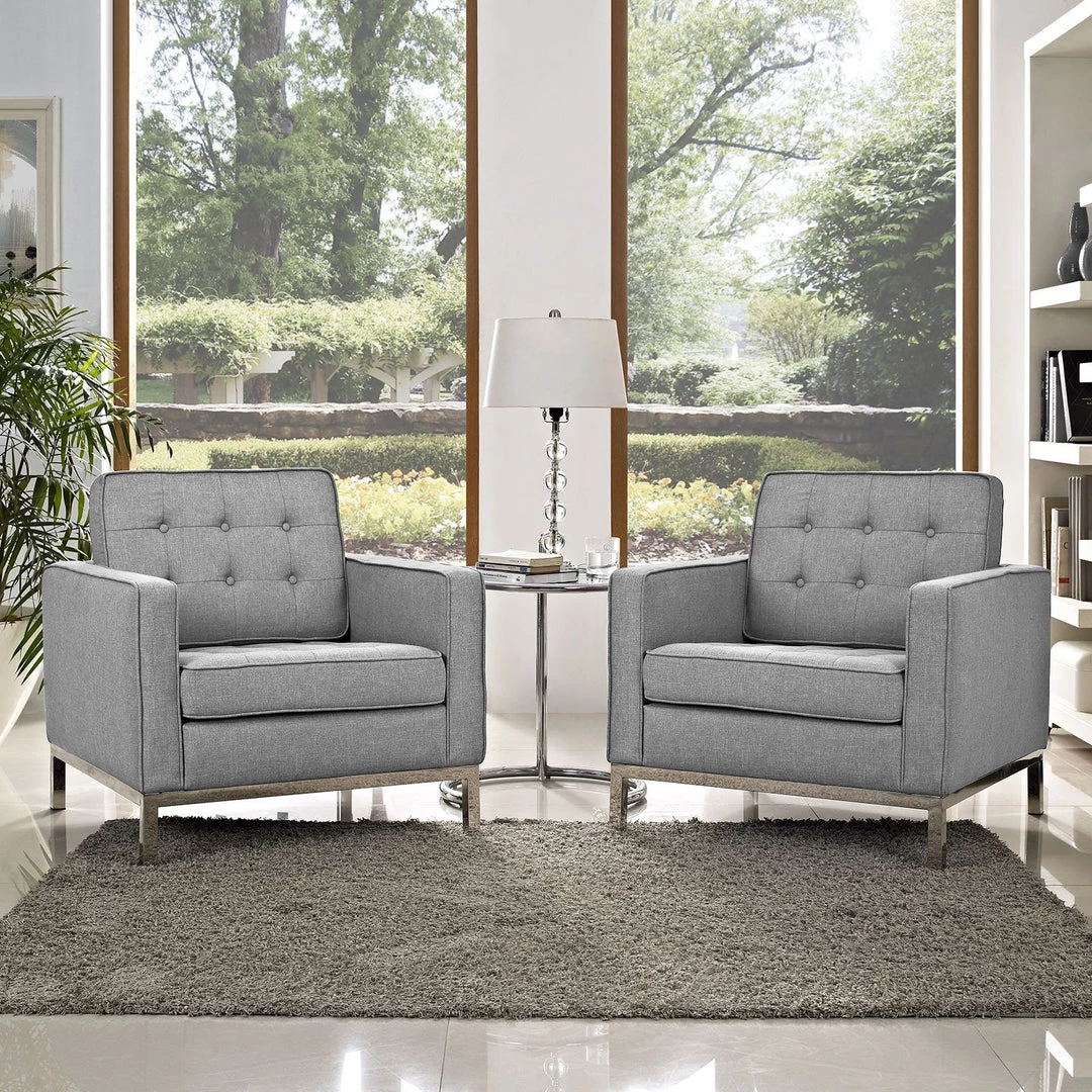 Modway Loft Armchairs Upholstered Fabric Set Of 2 Light Gray 5 Modway Loft Armchairs Upholstered Fabric Set Of 2 Light Gray